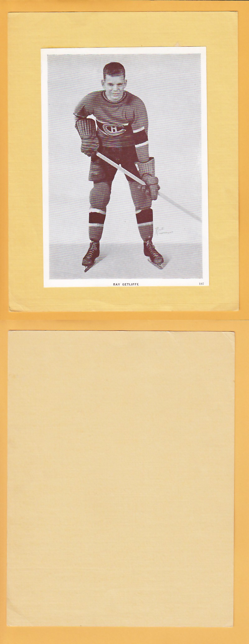 1935-40 CROWN BRAND PHOTO #197 RAY GETLIFFE photo